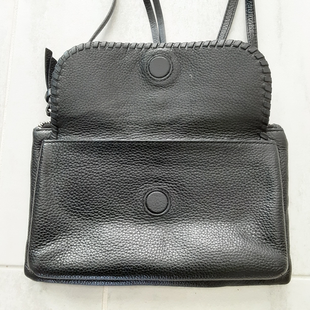 Brighton Interlok Convertible Belt Pouch, Black Leather Crossbody Bag Hand-Laced - Picture 5 of 13